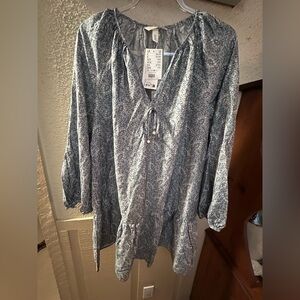 H&M Teal Paisley Blouse